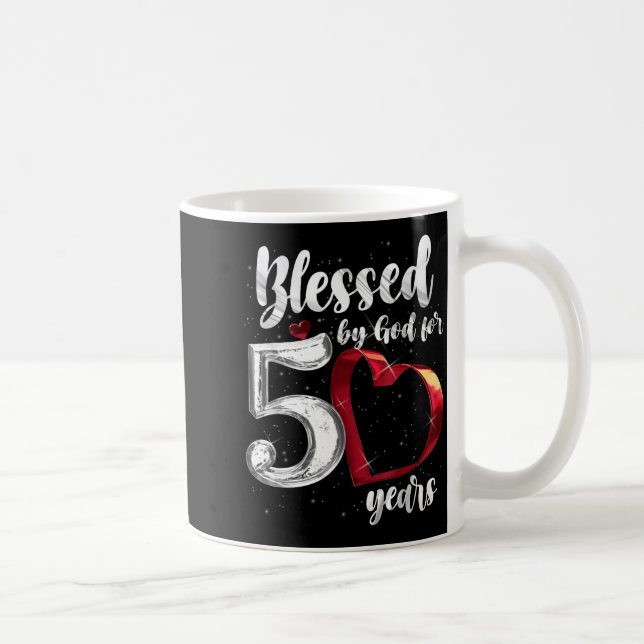 Taza De Café 50th Birthday Blessed By God For 50 Years Birthday (Derecha)