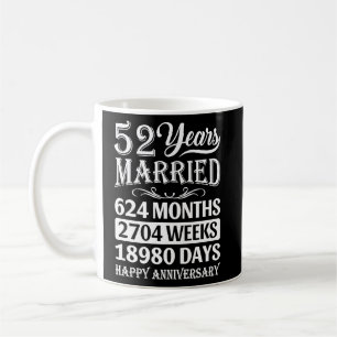 Taza De Café 52 años de matrimonio feliz 52° aniversario del Bo