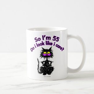Taza De Café 55.o Regalos del gato del cumpleaños