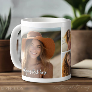 Taza De Café 5 Colage de Fotos - Mod Minimalista con Texto de G