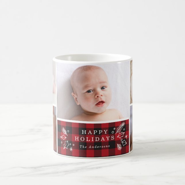 Taza De Café 5 Foto Felices Fiestas Felices Búfalo Jugado Perso (Centro)