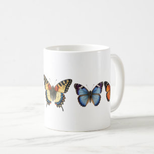 Taza De Café 5 hermosas mariposas insectos arte acuarela