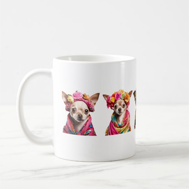 Taza De Café 5 Perro mexicano Chihuahuas mamá papá regalo de cu (Izquierda)