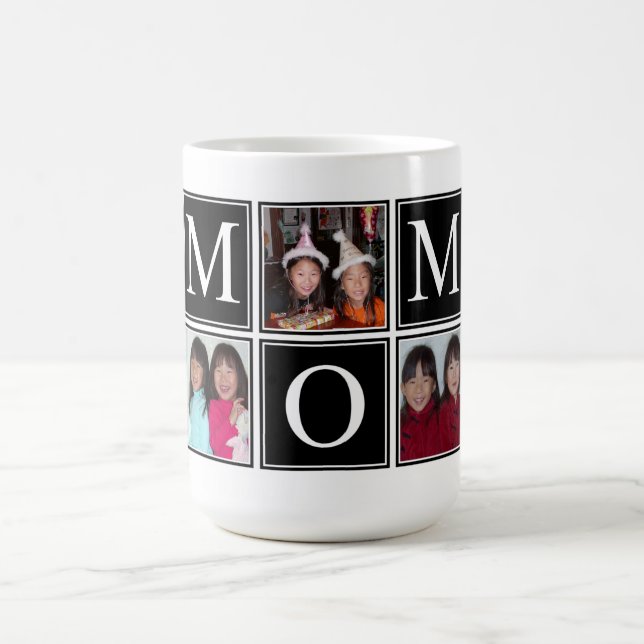 Taza De Café 5 Personalizado de fotografía Collage negro MOM Mu (Centro)