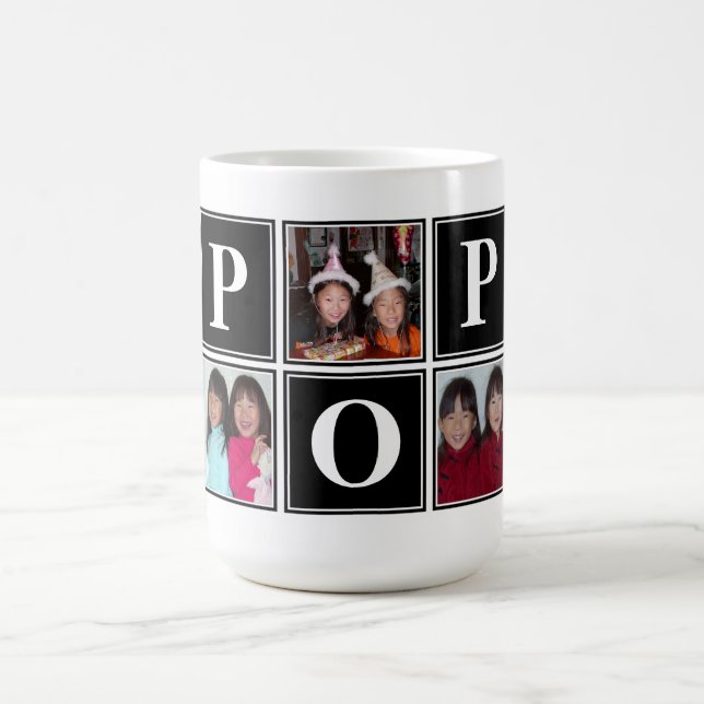 Taza De Café 5 Personalizado fotográfico Collage negro POP Mug (Centro)
