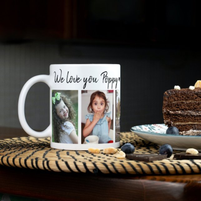 Taza De Café 5 Photo Love You Poppy Happy Father's Day 2023 (5 Photo Collage We Love You Poppy Coffee Mug)