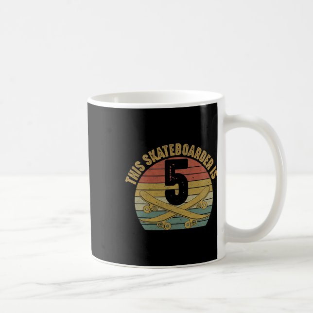 Taza De Café 5 Yr Old Skateboarder Skateboarding 5th Birthday S (Derecha)
