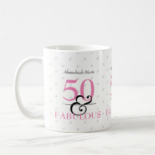 Taza De Café 5O y fabuloso cumpleaños elegante y moderno