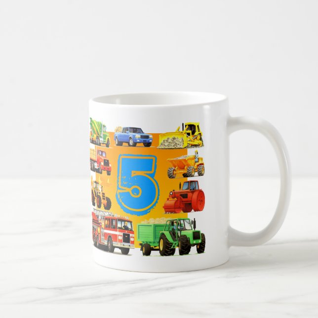 Taza De Café 5to Camión de la construcción del cumpleaños (Derecha)