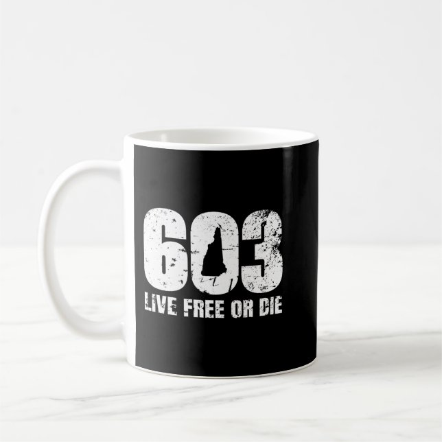 Taza De Café 603 New Hampshire Hoodie - Vida libre o muerte (Izquierda)
