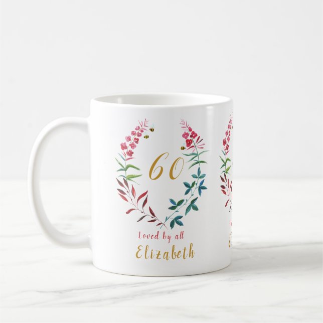 Taza De Café 60.ª Feminina Floral Giral Personalizada (Izquierda)