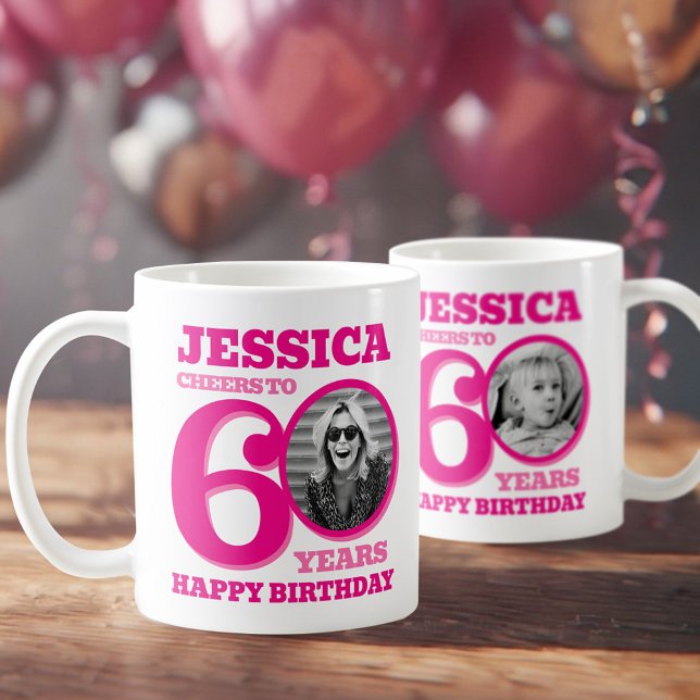 Taza De Café 60.ª festividad de dos caras foto nombre texto ros (Subido por el creador)