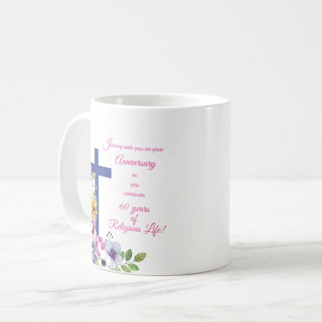 Taza De Café 60° Aniversario, monja, Cruz de la Vida Religiosa (Anverso izquierdo)