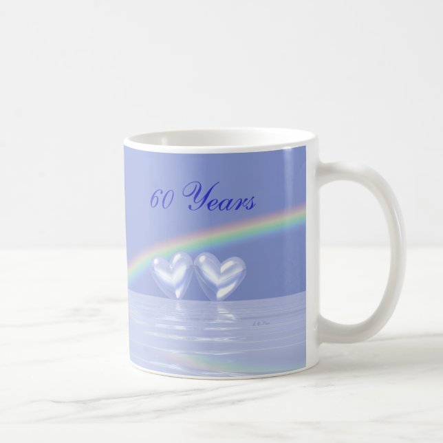Taza De Café 60.o Corazones del diamante del aniversario (Derecha)