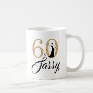 Taza De Café 60 y cumpleaños del purpurina descarado del oro