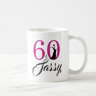 Taza De Café 60 y cumpleaños del purpurina rosado descarado
