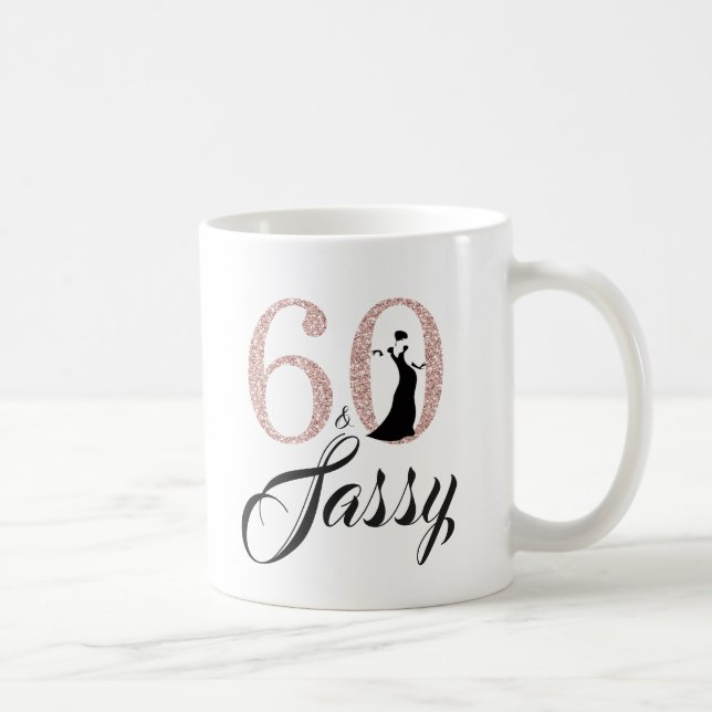 Taza De Café 60 y el Purpurina Rosa Sassy 60 cumpleaños (Derecha)