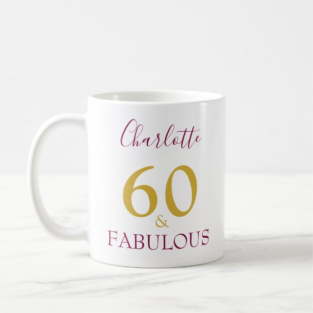 Taza De Café 60 y Fabuloso Elegante 60 cumpleaños personalizado (Izquierda)