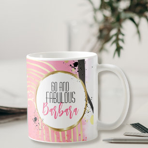 Taza De Café 60 y fabuloso por su brillo negro rosado elegante