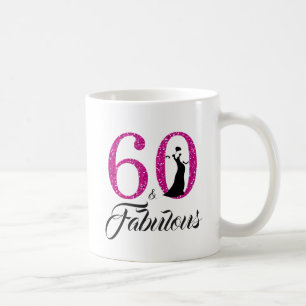 Taza De Café 60 y fabuloso Purpurina rosado caliente 60 cumplea