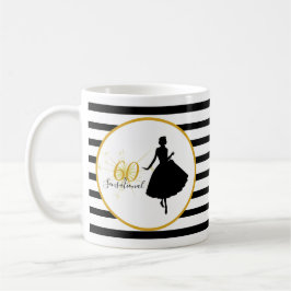 Taza De Café 60 y SENSACIONAL 60 cumpleaños franjas blanco/negr