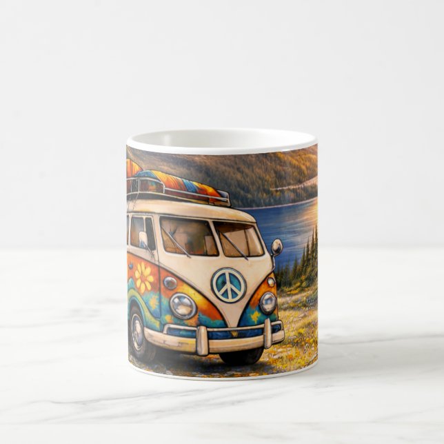 Taza De Café 60s Retro Traveler Hippie Bus Camper Van Lake Life (Centro)