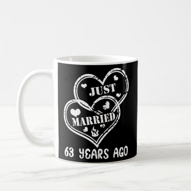 Taza De Café 63 Aniversario De Boda Recién Casado Hace 63 Años (Izquierda)