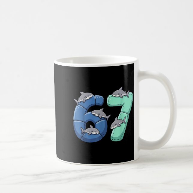 Taza De Café 67 Animals Funny 67 Brainrot Youth Kids Shark 67  (Derecha)