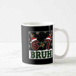 Taza De Café 67 Bruh divertido Christmas Plaid Antlers sombrero