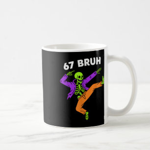 Taza De Café 67 Bruh Halloween Dabbing Esqueleto Meme 6 7 Númer