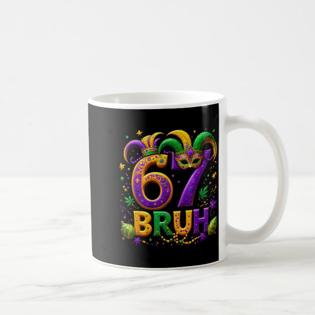 Taza De Café 67 Bruh Jester Hat Feather Mask Mardi Gras Fleur D (Derecha)