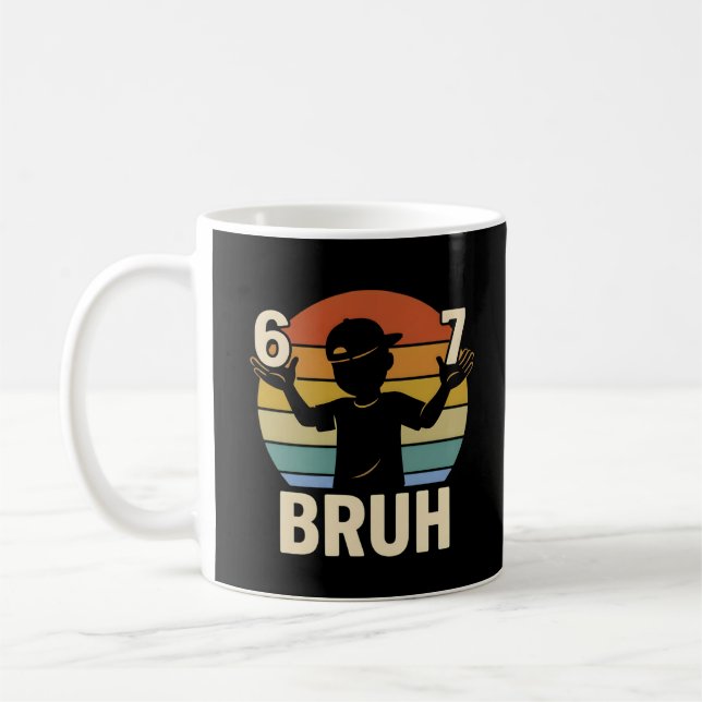 Taza De Café 67 Bruh Retro Boy 6 7 Meme Kids Kindergarten (Izquierda)