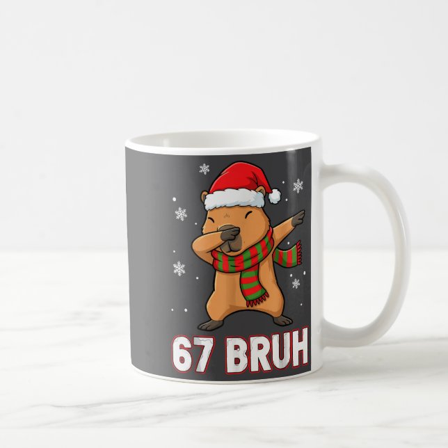 Taza De Café 67 Bruh Six Seven Meme Capybara Christmas Kids Boy (Derecha)