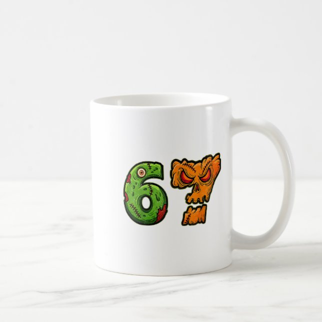 Taza De Café 67 Calabaza Zombie Seis Vestidos Memes de Hallowee (Derecha)
