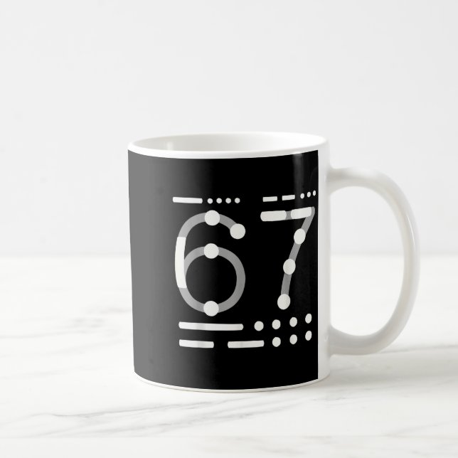Taza De Café 67 Camiseta, Código Morse 67 Kid Meme Seis Siete G (Derecha)