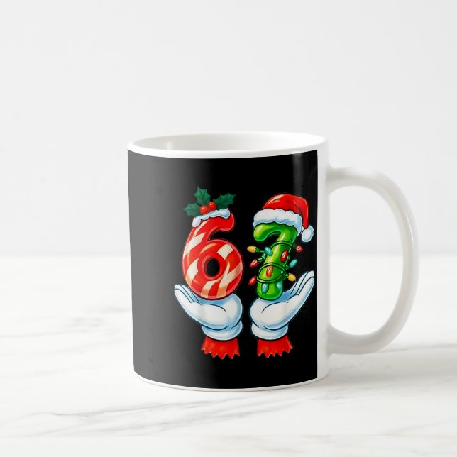 Taza De Café 67 Christmas 67 Meme Gen Alpha Slang Candy Cane Xm (Derecha)