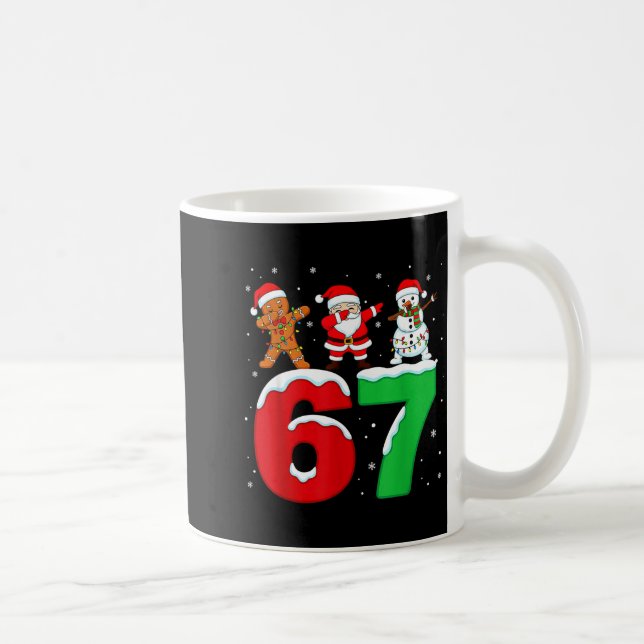 Taza De Café 67 Christmas Dabbing Santa Snowman Funny Six Seven (Derecha)