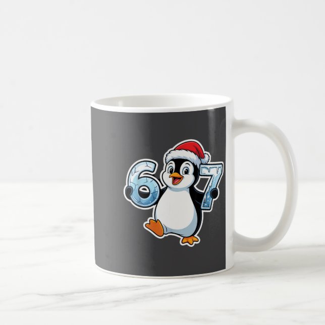 Taza De Café 67 Christmas Penguin Santa Hat Birthday Holiday  (Derecha)