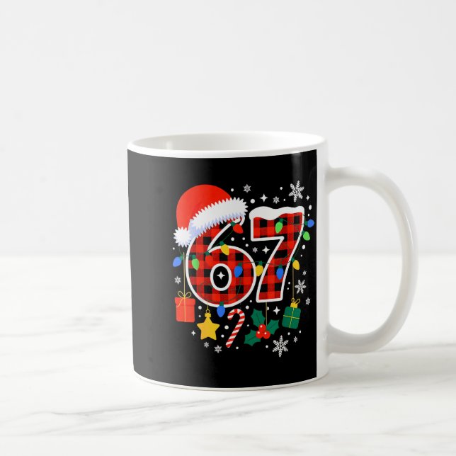 Taza De Café 67 Christmas Red Plaid 6 7 Six Seven Boys  (Derecha)