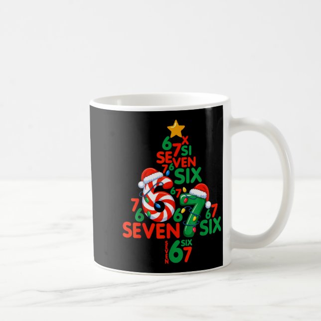 Taza De Café 67 Christmas Tree Candy Cane Holiday Six Seven Mem (Derecha)