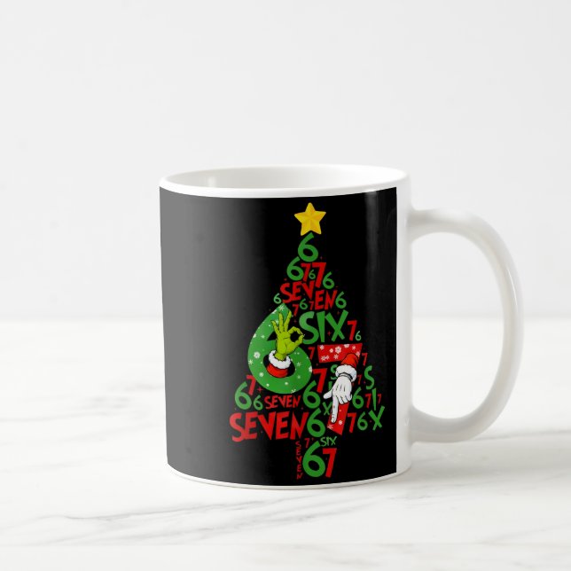 Taza De Café 67 Christmas Tree Xmas Holiday Six Seven Meme Brai (Derecha)