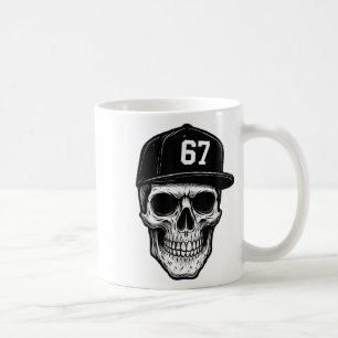 Taza De Café 67 Cráneo Halloween Brainrot Meme Seis Siete Niños