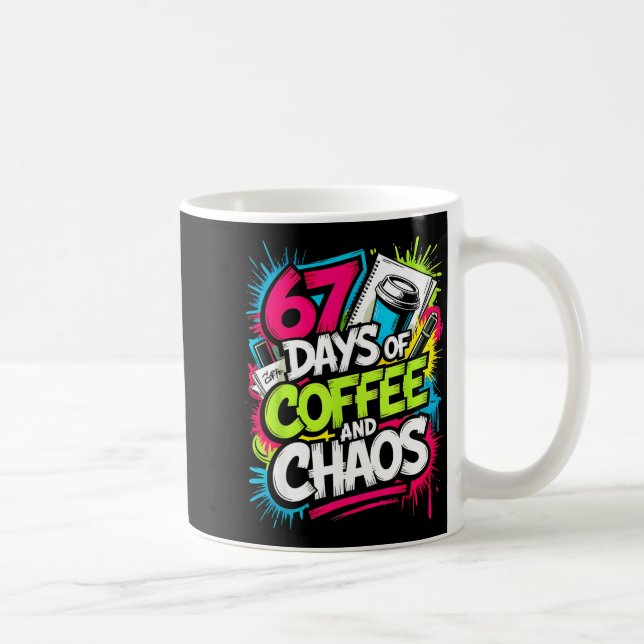 Taza De Café 67 Days Of Coffee Teachers Retro School Six Seven  (Derecha)