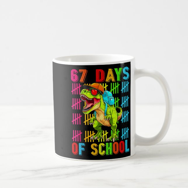 Taza De Café 67 Days Of School 67th Day Dinosaur For Boys Mens  (Derecha)