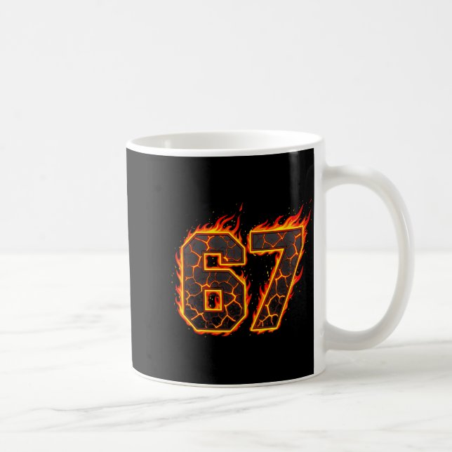 Taza De Café 67 Flames Meme Six Seven Fire Funny Gen Alpha Slan (Derecha)