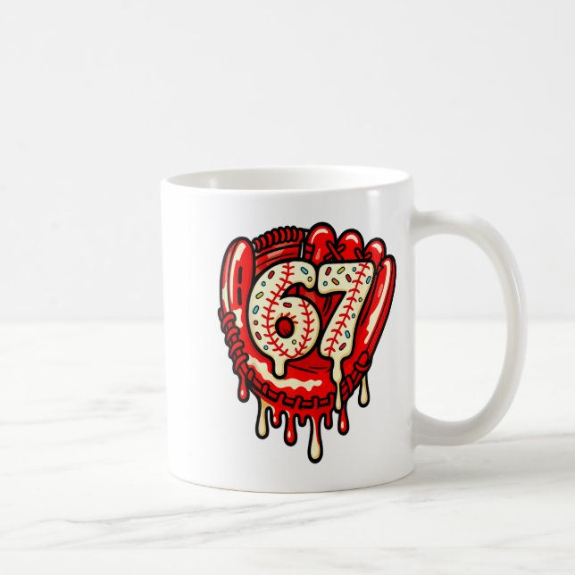 Taza De Café 67 Ice Cream Drip Funny Six Seven Baseball  (Derecha)