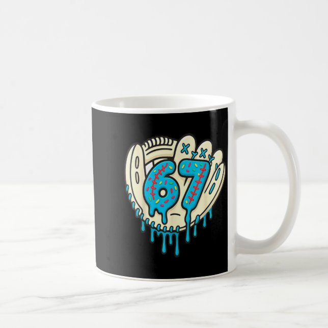 Taza De Café 67 Ice Cream Drip Funny Six Seven Baseball  (Derecha)