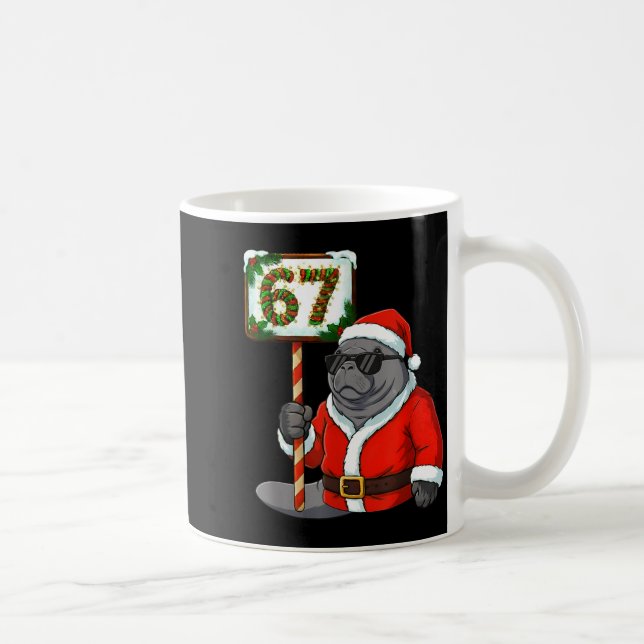 Taza De Café 67 Manatee Christmas Six Seven Meme Brainrot Manat (Derecha)
