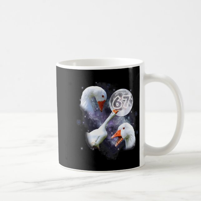 Taza De Café 67 Meme Goose Howling At The Moon Funny Six Seven  (Derecha)
