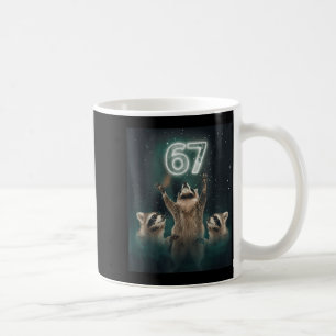 Taza De Café 67 Meme Mapache Aullando A La Luna 6 7 Divertido R